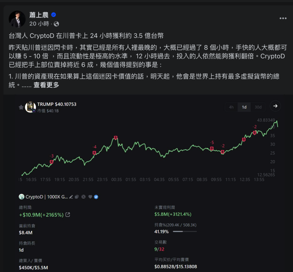 A emissão de moeda de Trump foi relatada pelos taiwaneses como